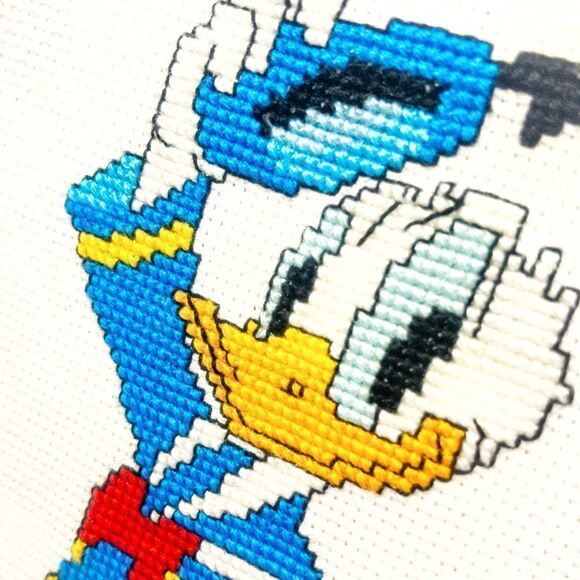 Vintage Donald Duck Framed Needlepoint Cross Stitch Nursery Decor - Picture 3 of 8